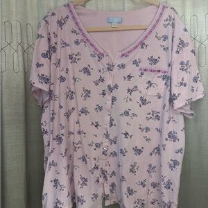 Floral Pink Pajama Top & Bottoms